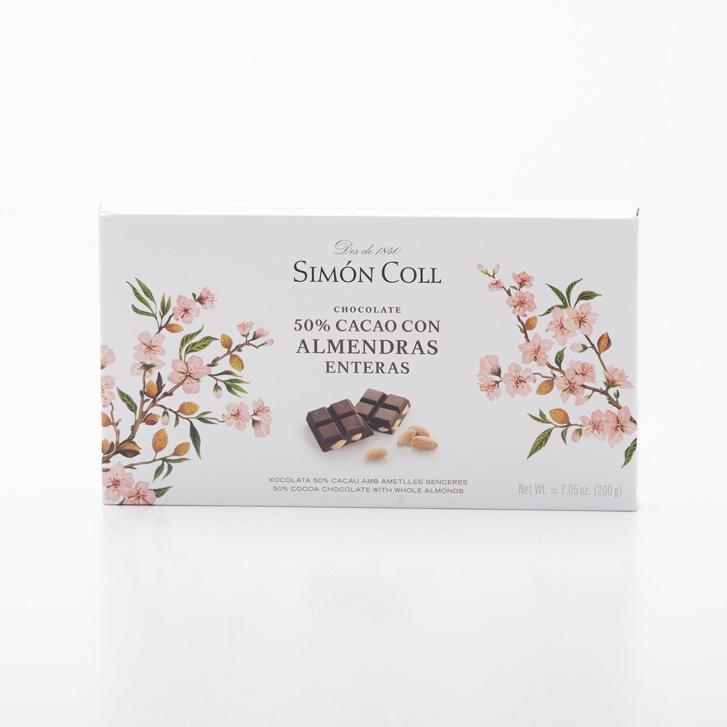 50% tmavá čokoláda s mandľami 200g.