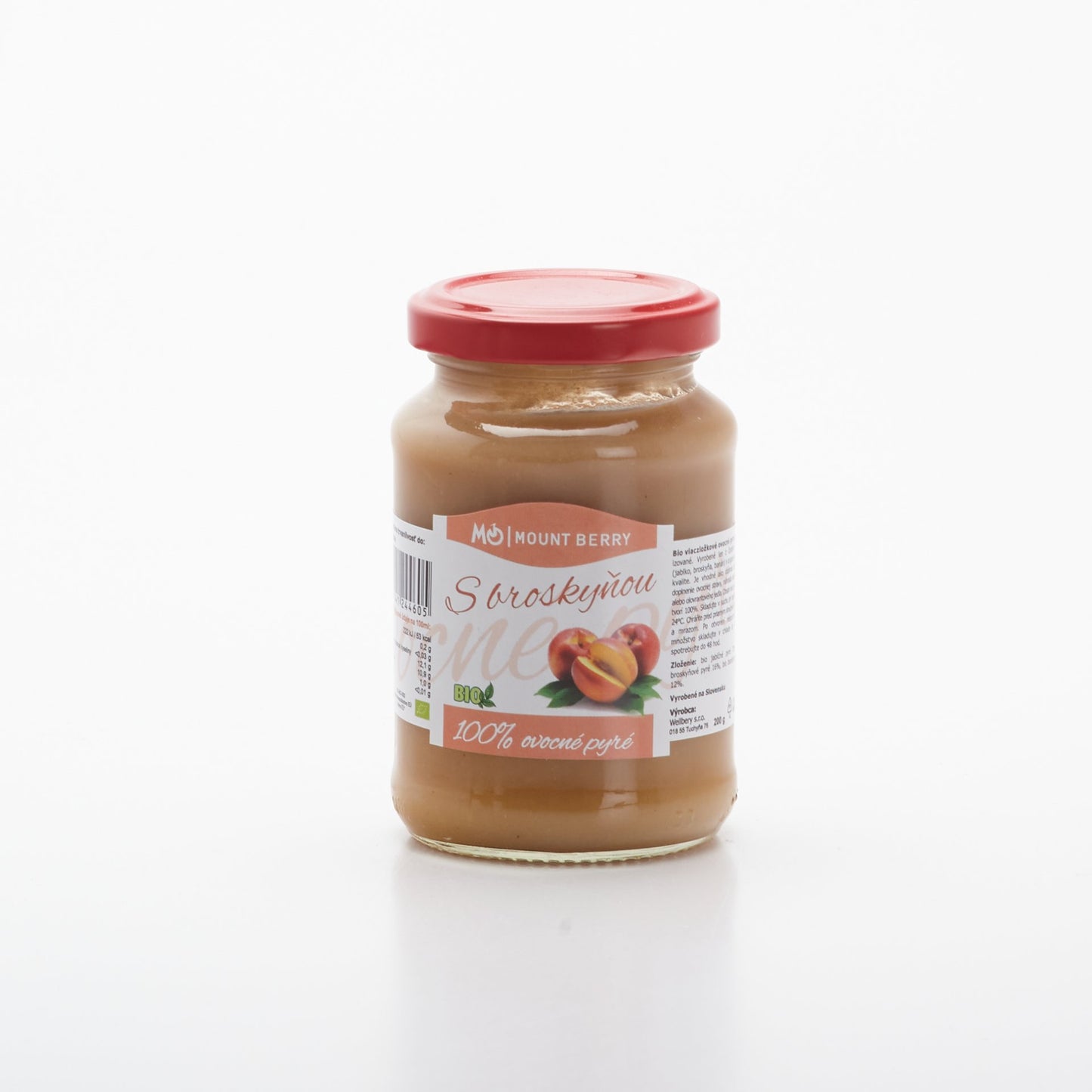 BIO Ovocné pyré s broskyňou 200g.