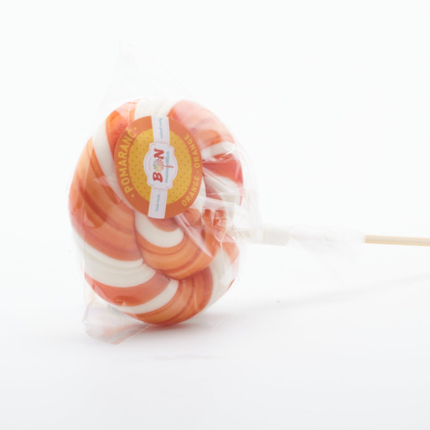 Handmade lízanka zatočená, pomaranč 45g.