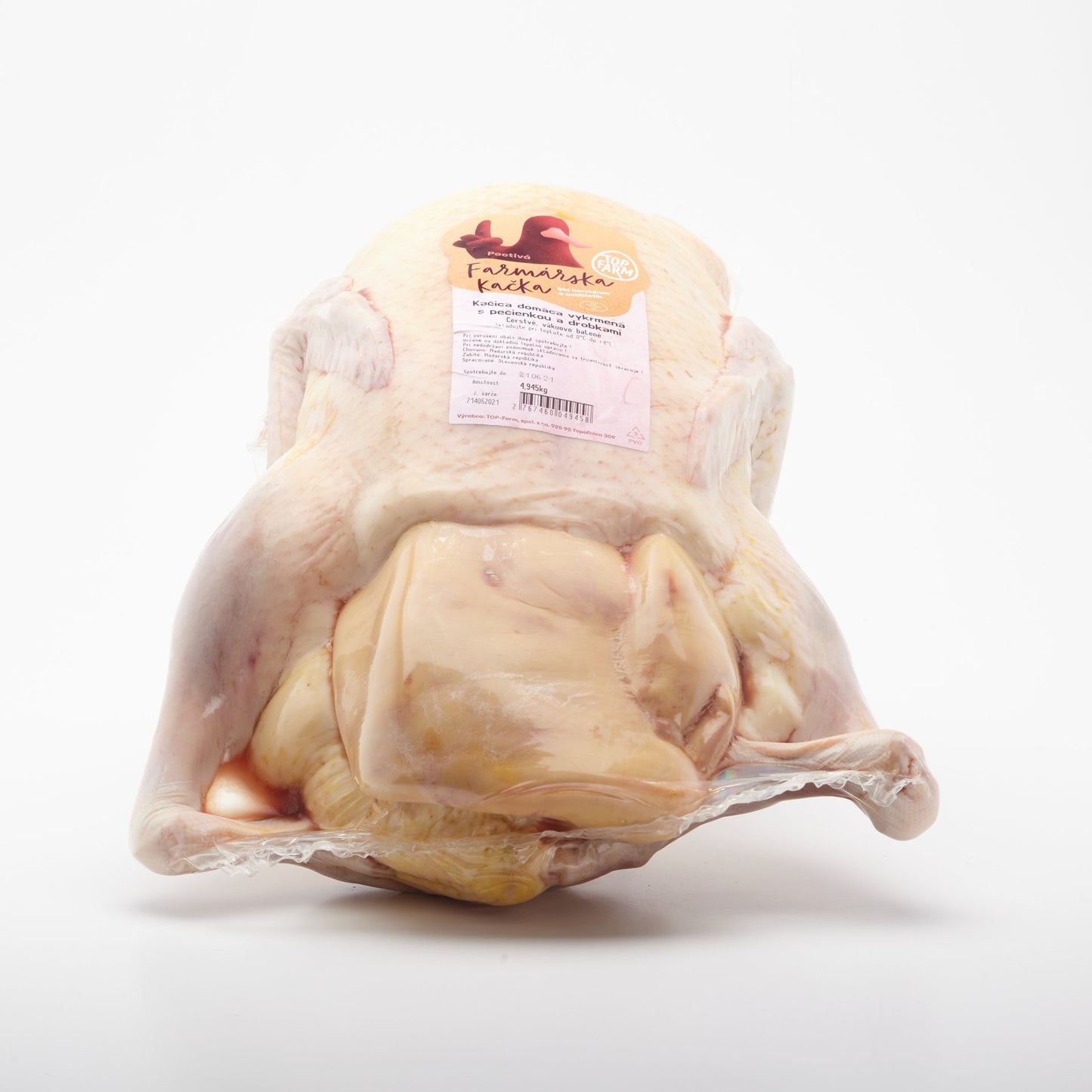 Kačica kŕmená s drobkami a pečienkou. kg