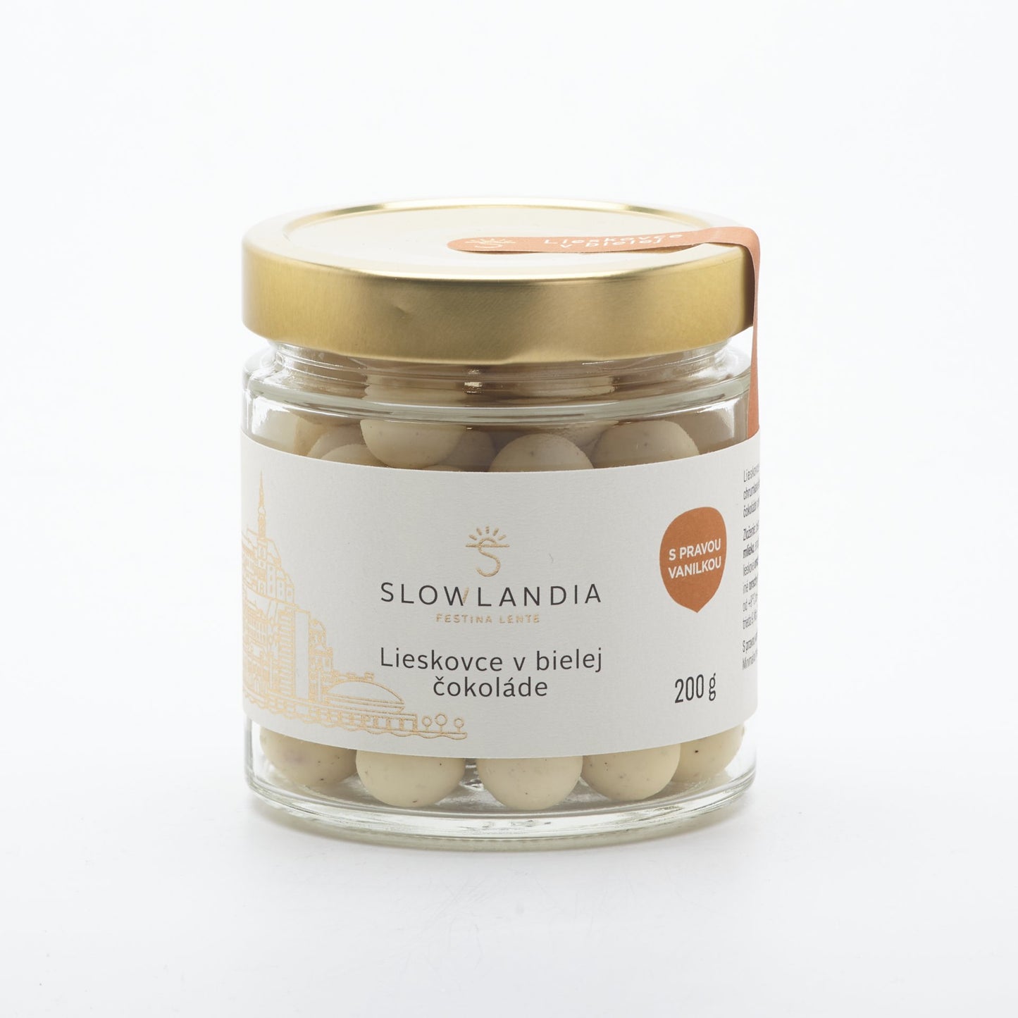 Lieskovce v bielej čokoláde 200g.