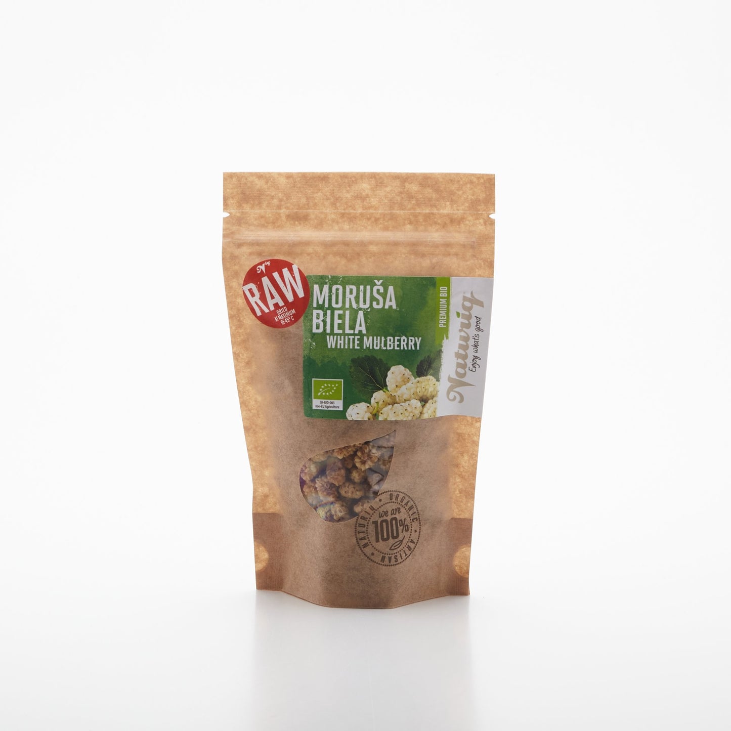 BIO Moruša biela sušená RAW Premium 100g.