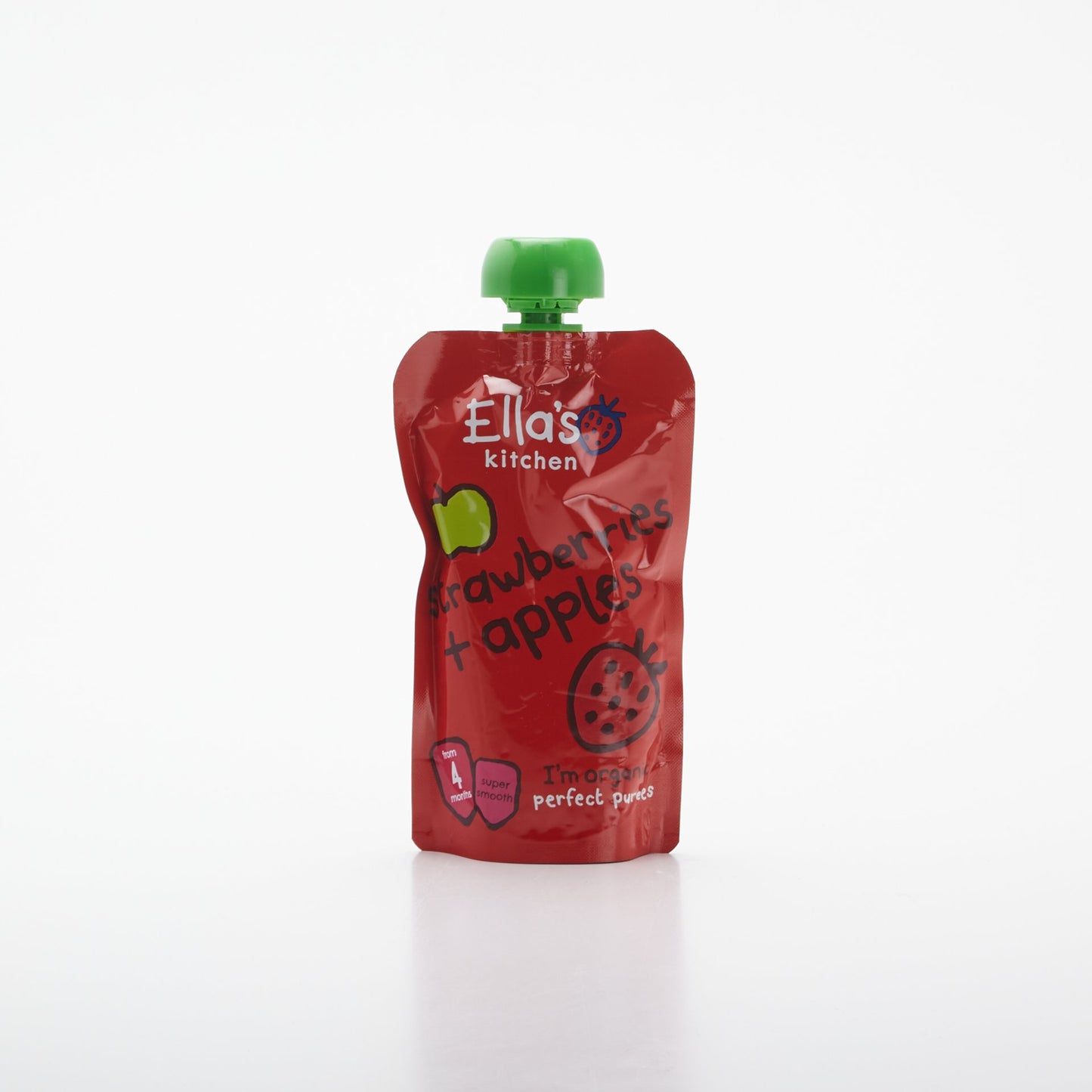 BIO Ovocné pyré jahody a jablká 120g.