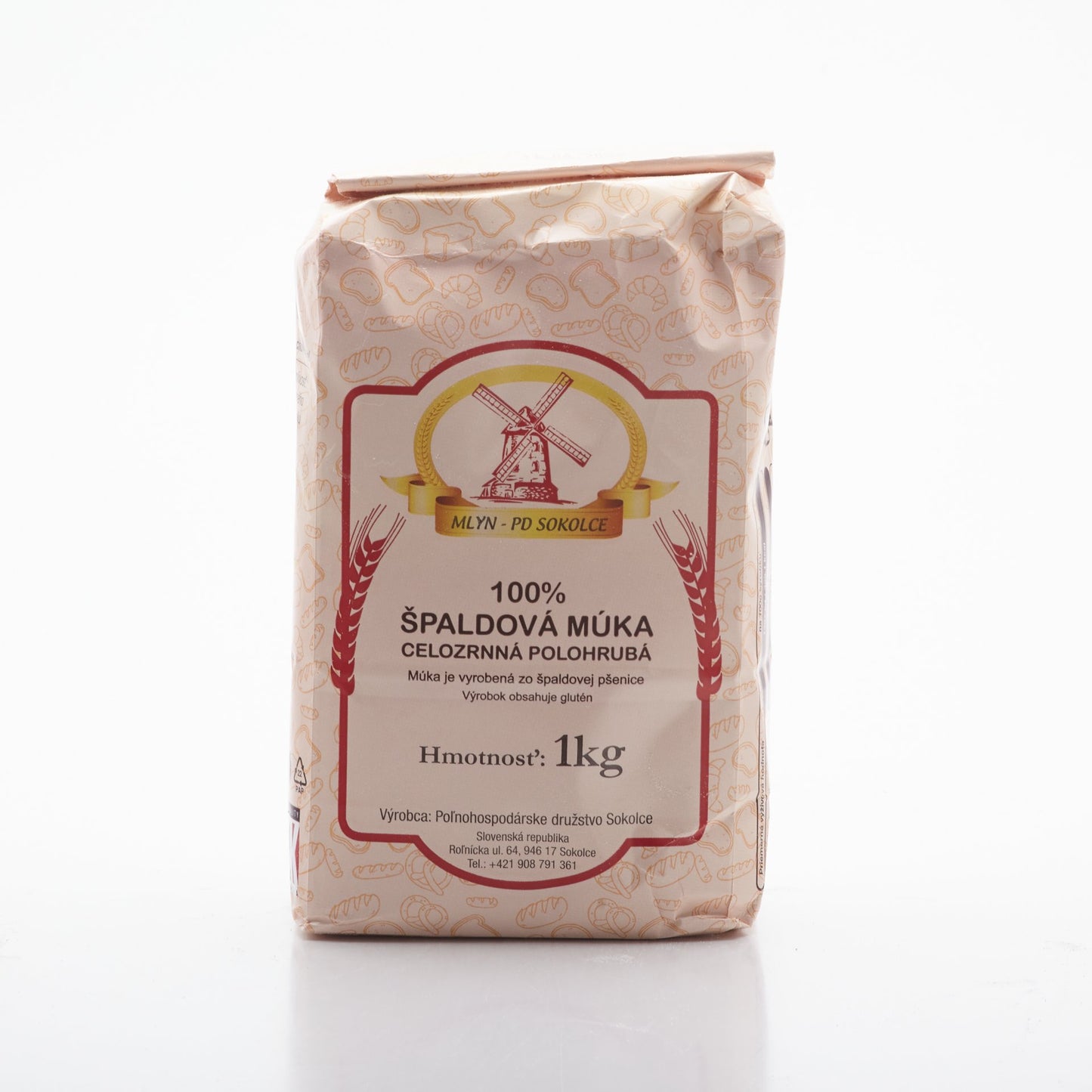 Špaldová múka celozrnná polohrubá 1kg.