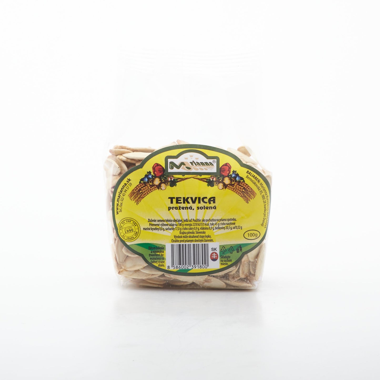 Tekvica pražená, solená 100g.