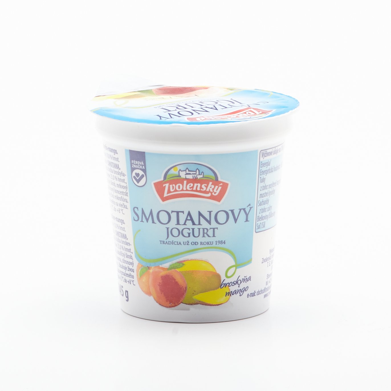 Zvolenský smotanový jogurt broskyňa 145g.