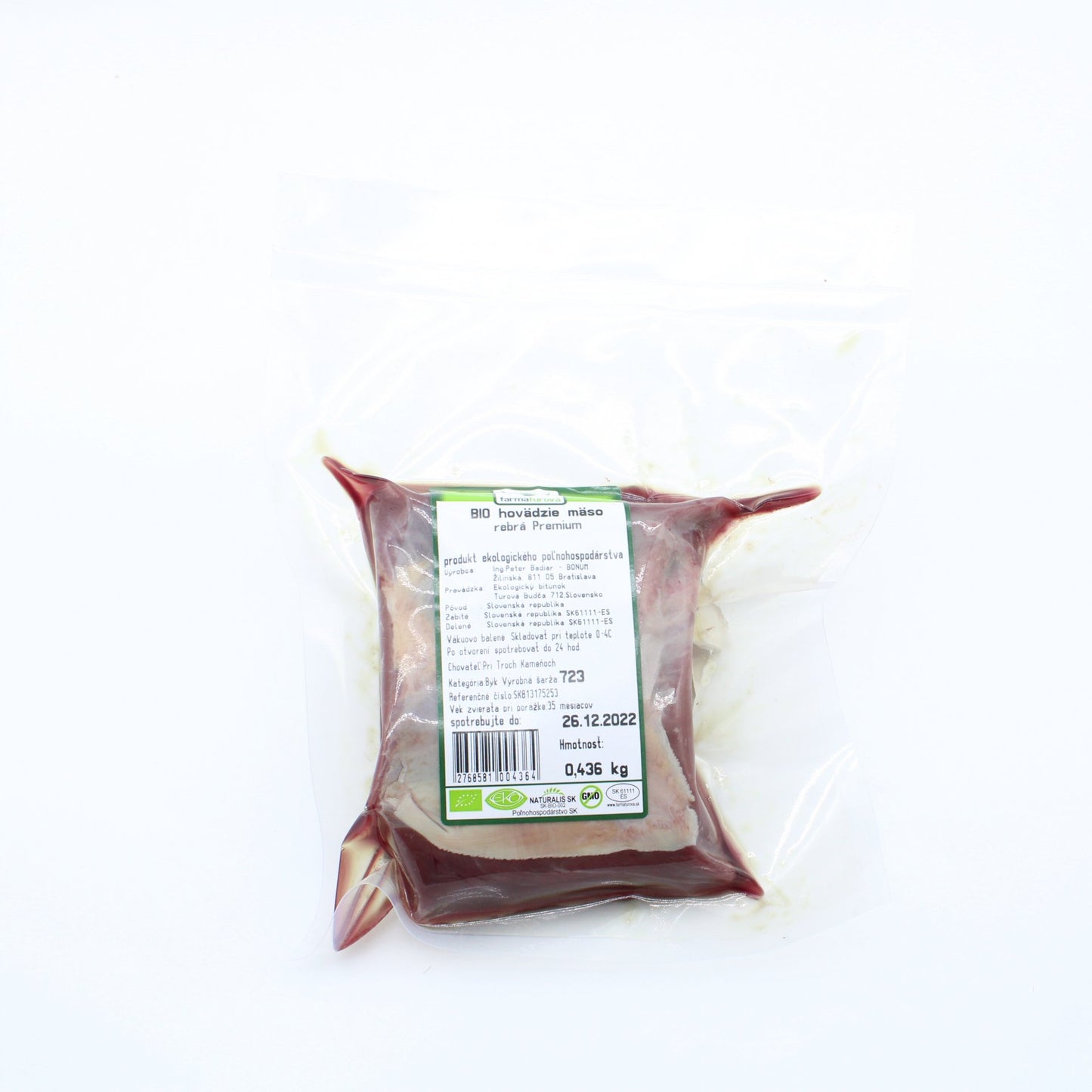 BIO hovädzie rebrá Premium. 100g