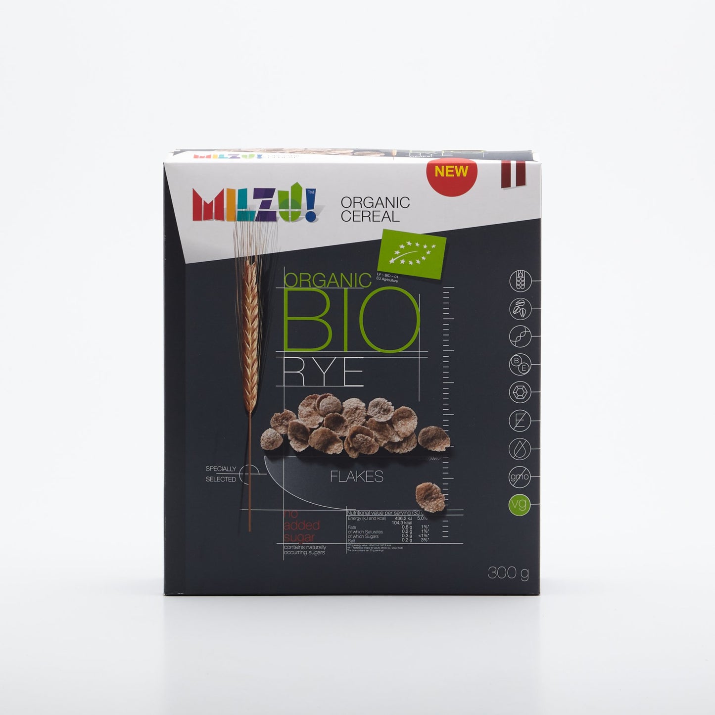 BIO Ražné vločky bez cukru 300g.