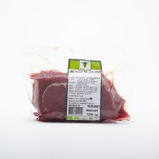 BIO Teľací rib eye steak. 100g