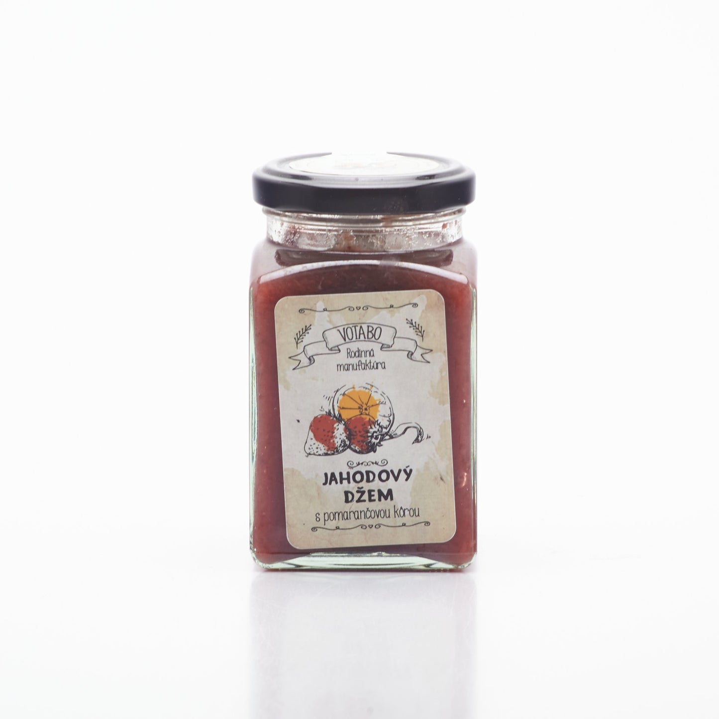 Jahodový džem s pomarančovou kôrou 260ml.