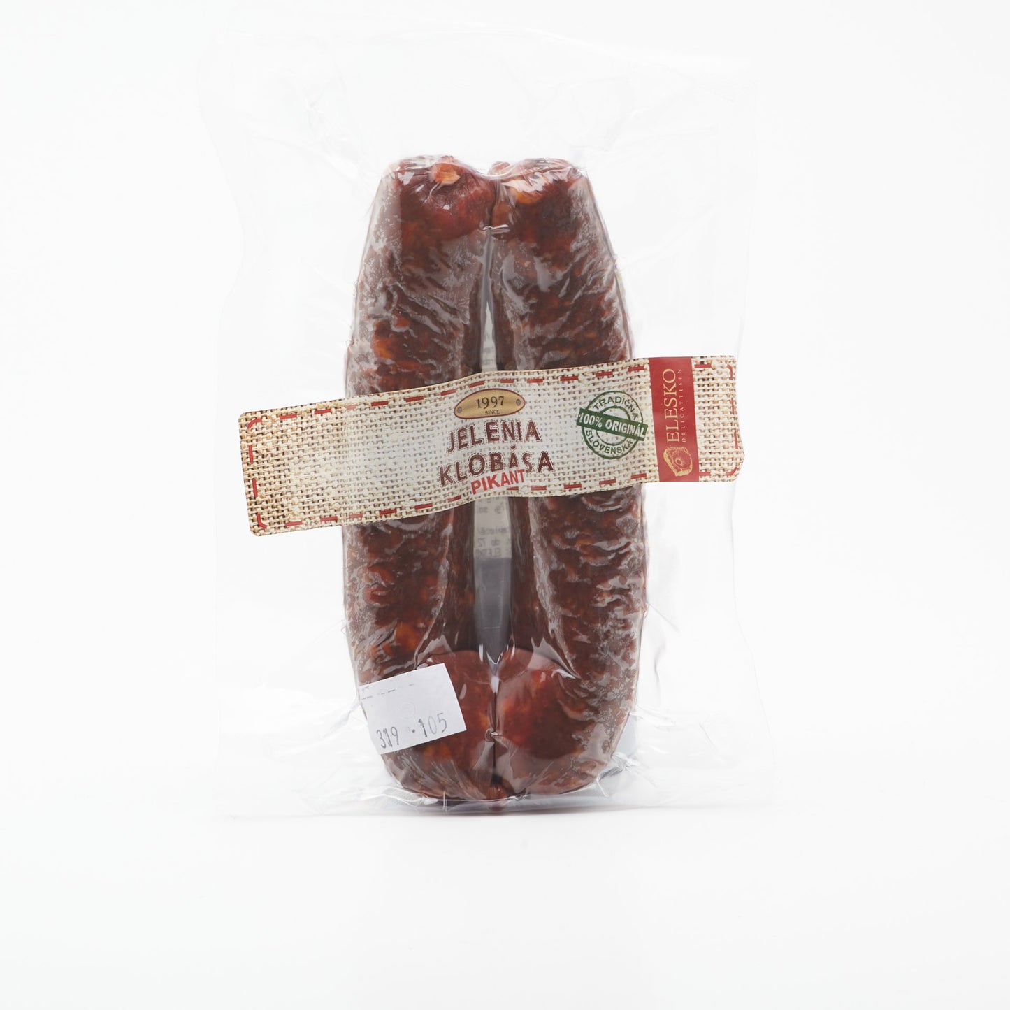 Jelenia pikantná klobása. 100g