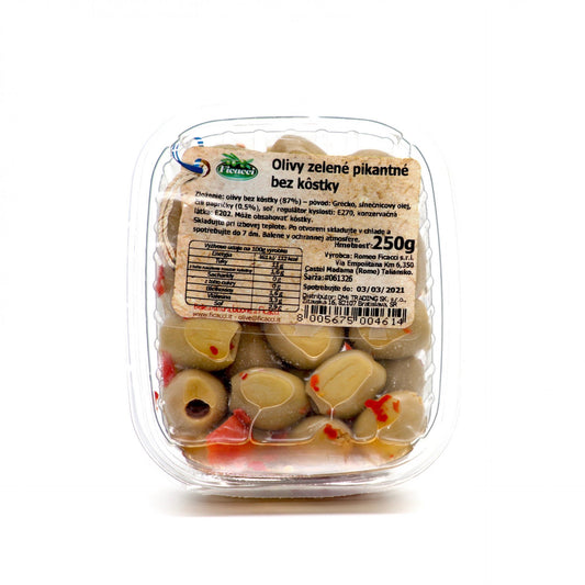 Zelené olivy s paprikou Chalkidiki 250g.
