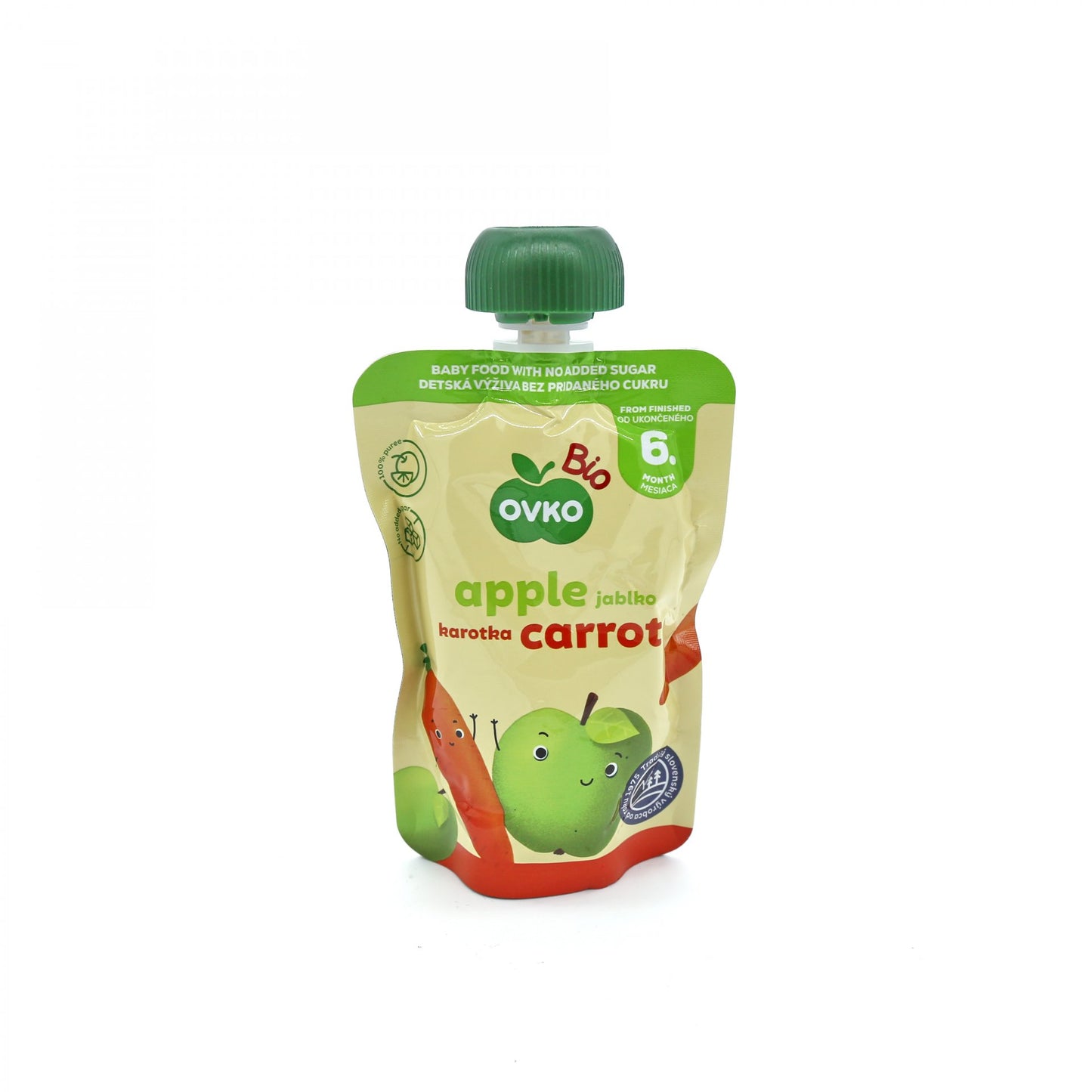 OVKO BIO ovocné pyré jablko karotka 90g.
