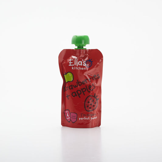 BIO Ovocné pyré jahody a jablká 120g.