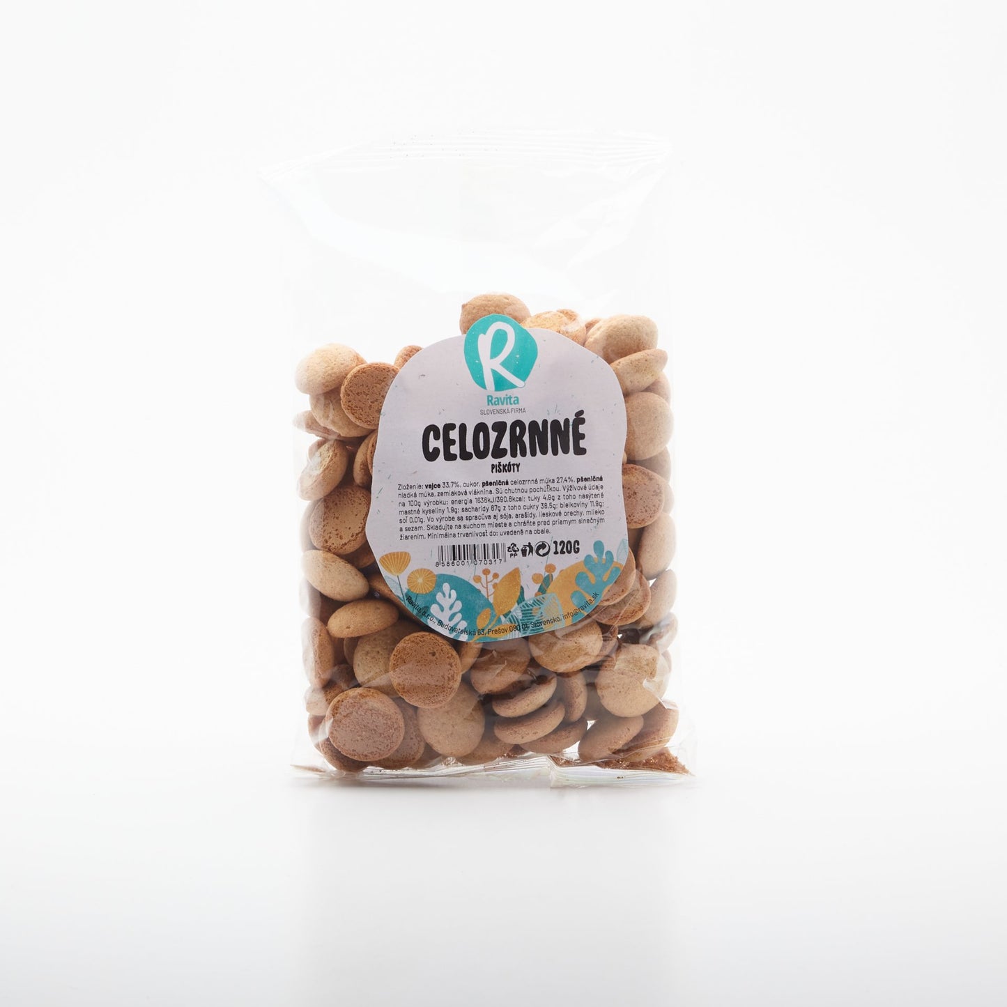 Piškóty celozrnné s vlákninou 120g.