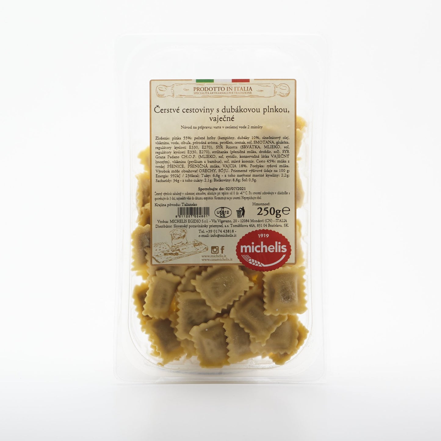 Cestoviny s dubákovou plnkou 250g.